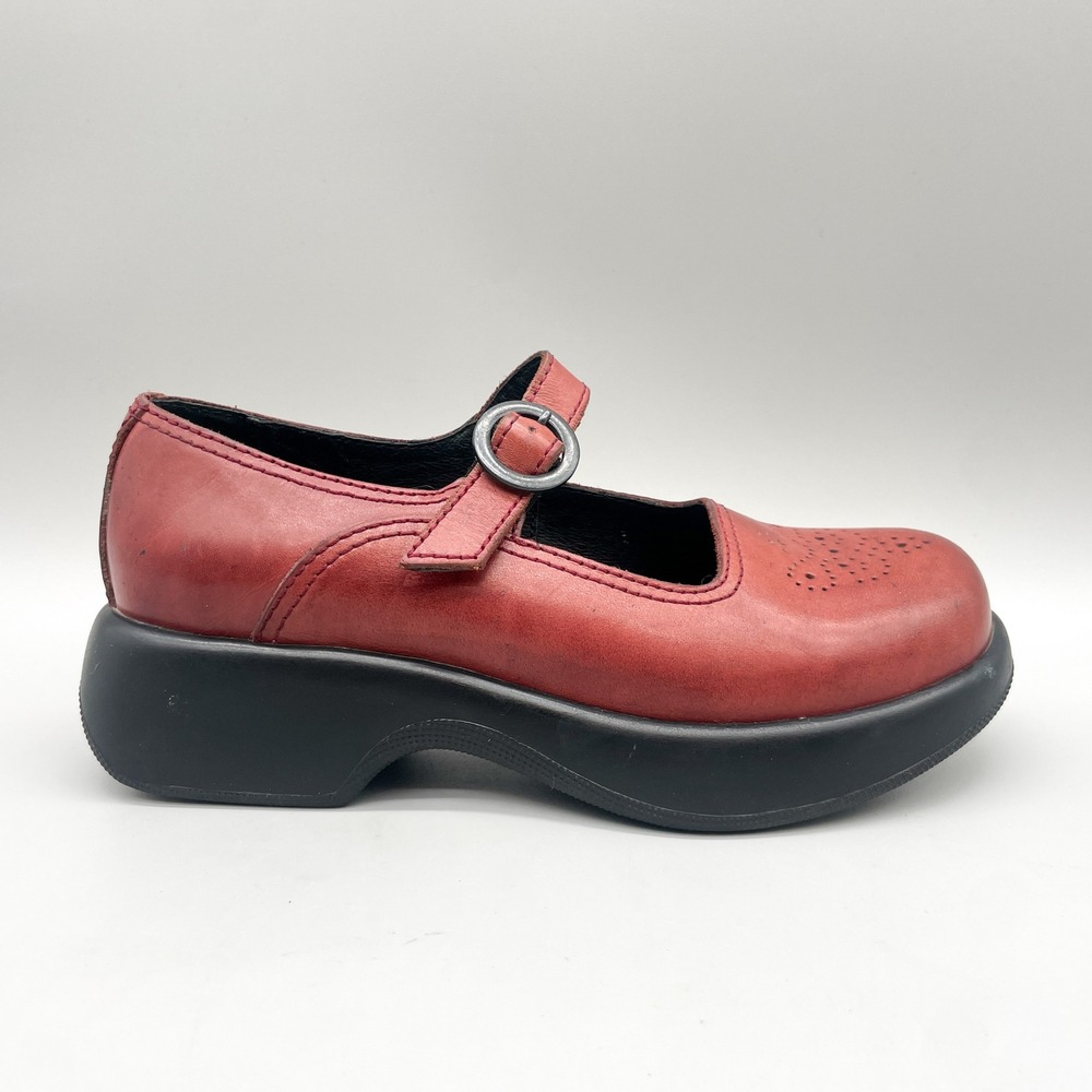 Dansko Womens 37 Mary Jane Platform Clogs Red Leather Y2K Retro Whimsygoth VTG